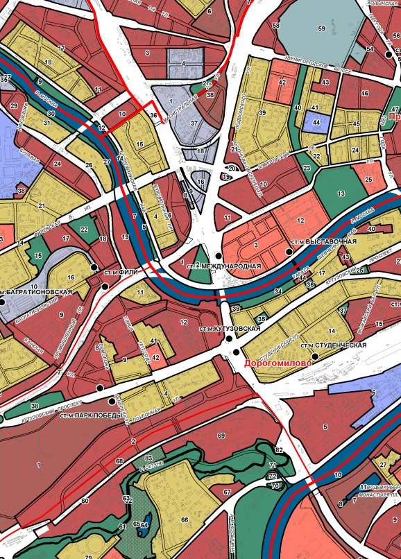 territorial zones on the urban zoning map